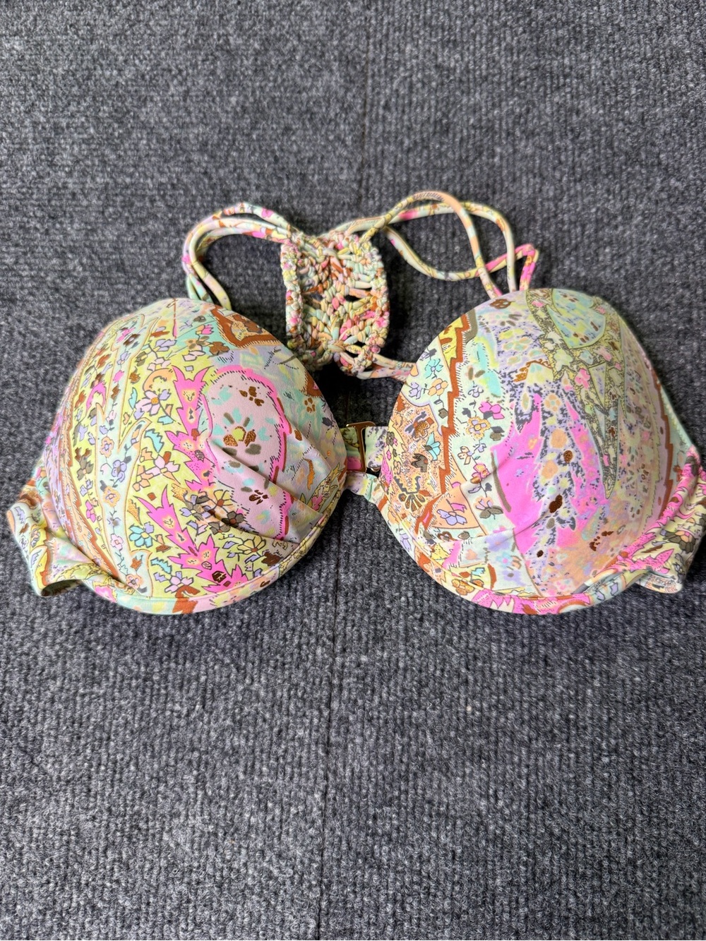 Victorias Secret Paisley Macrame PushUp Bikini Top 34C